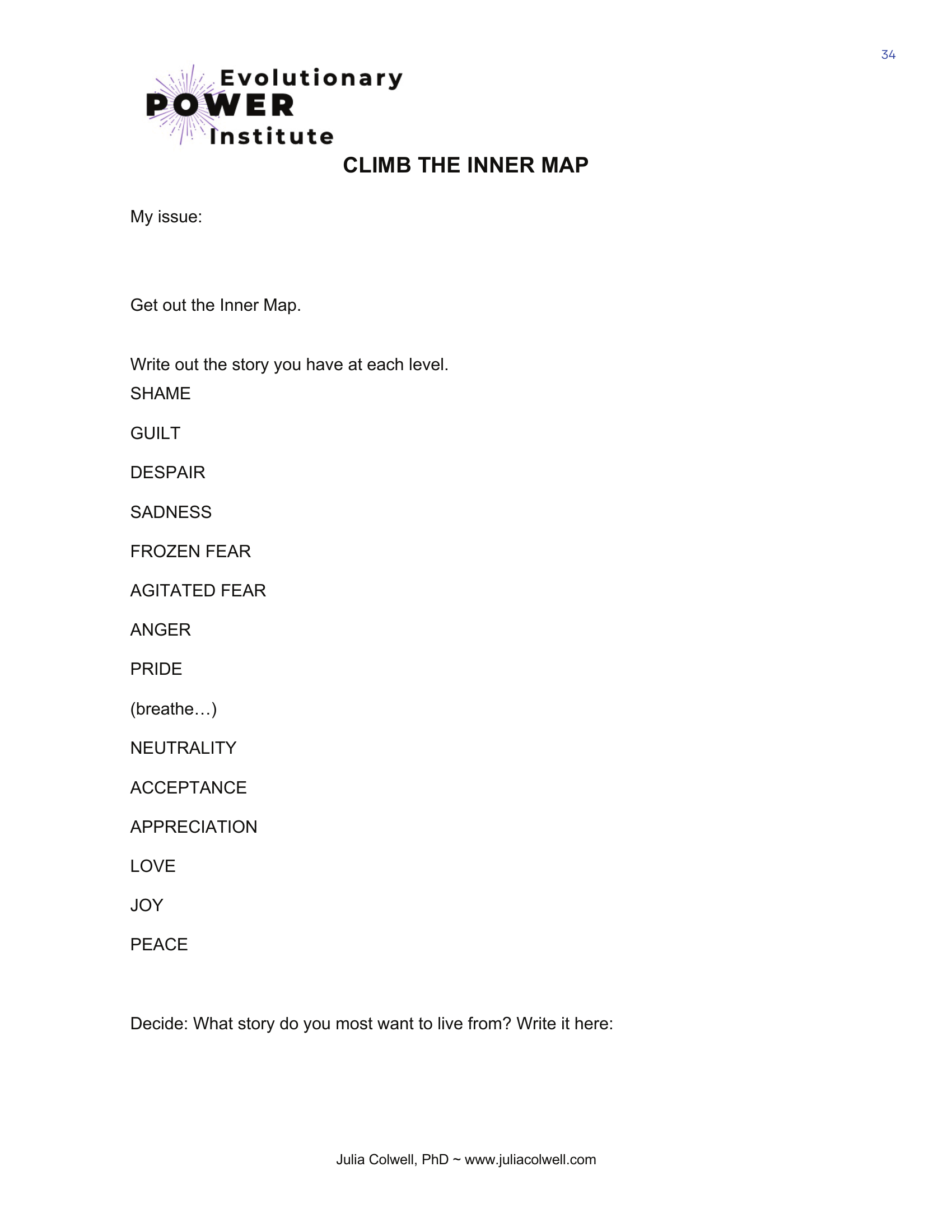 Climb the Inner Map worksheet