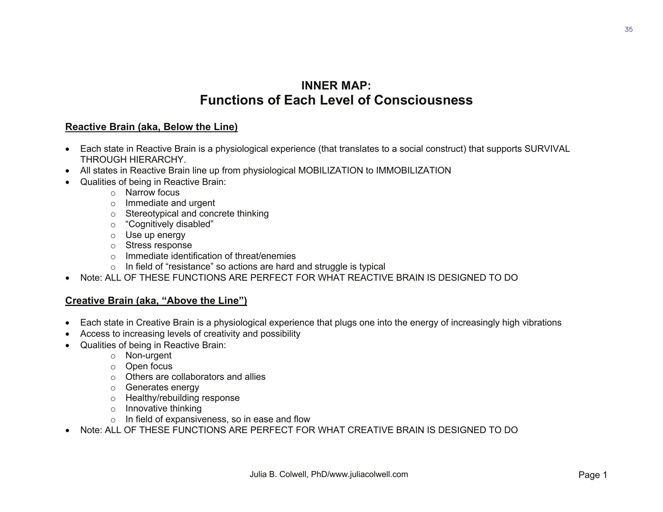 Functions of Each Level of Consciousness (1/4)