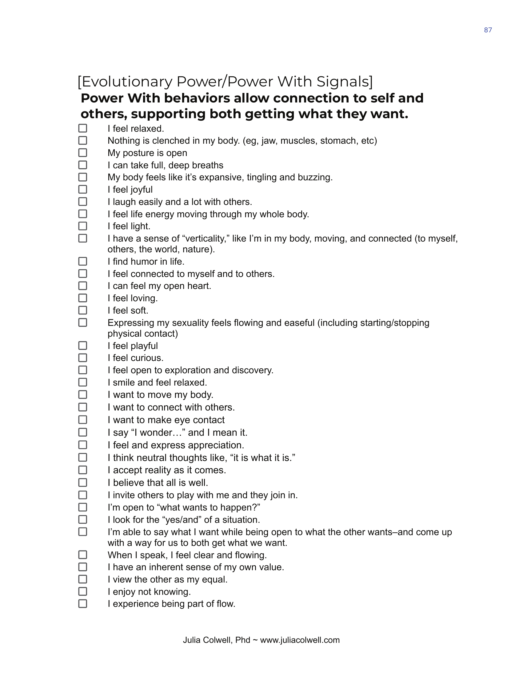 Power Over/Under/Evolutionary Power Checklist — Power With (4/5)